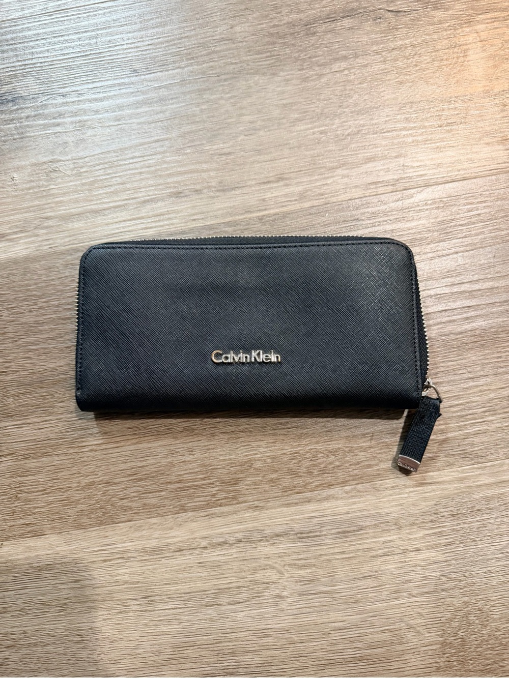 Calvin Klein Black Textured Zip Wallet
